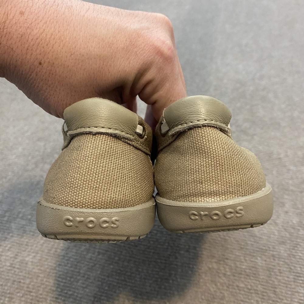 Crocs Shoes Womens Size 6 Beige Canvas Slip On Loafers Casual Flats 14391 - Picture 3 of 10
